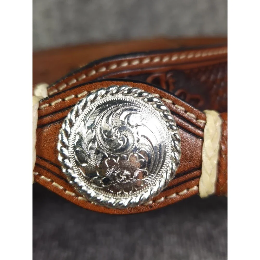 Men's 3D Conpany Brown Or Black Leather Western Belt with Decorative Concho 44
